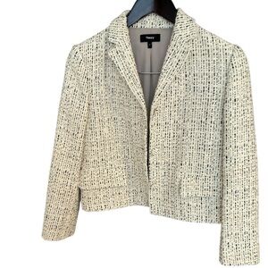 Theory 4 never worn but stored Women's Cream Textured wool tweed plaid Blazer